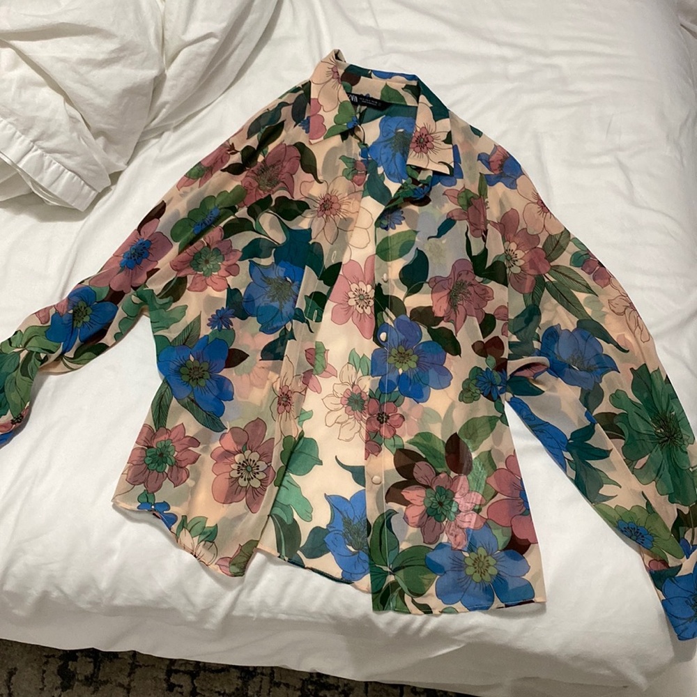 Zara floral button down